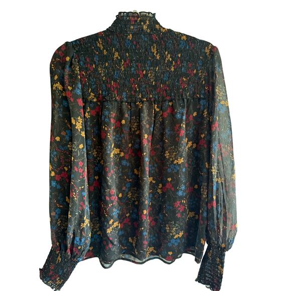 Laundry Shelli Segal Floral Smocked Print Blouse size medium - Picture 7 of 7
